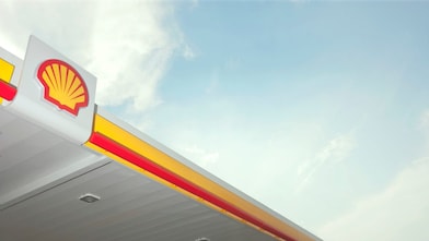 Emblème du pétoncle Shell sur une station-service