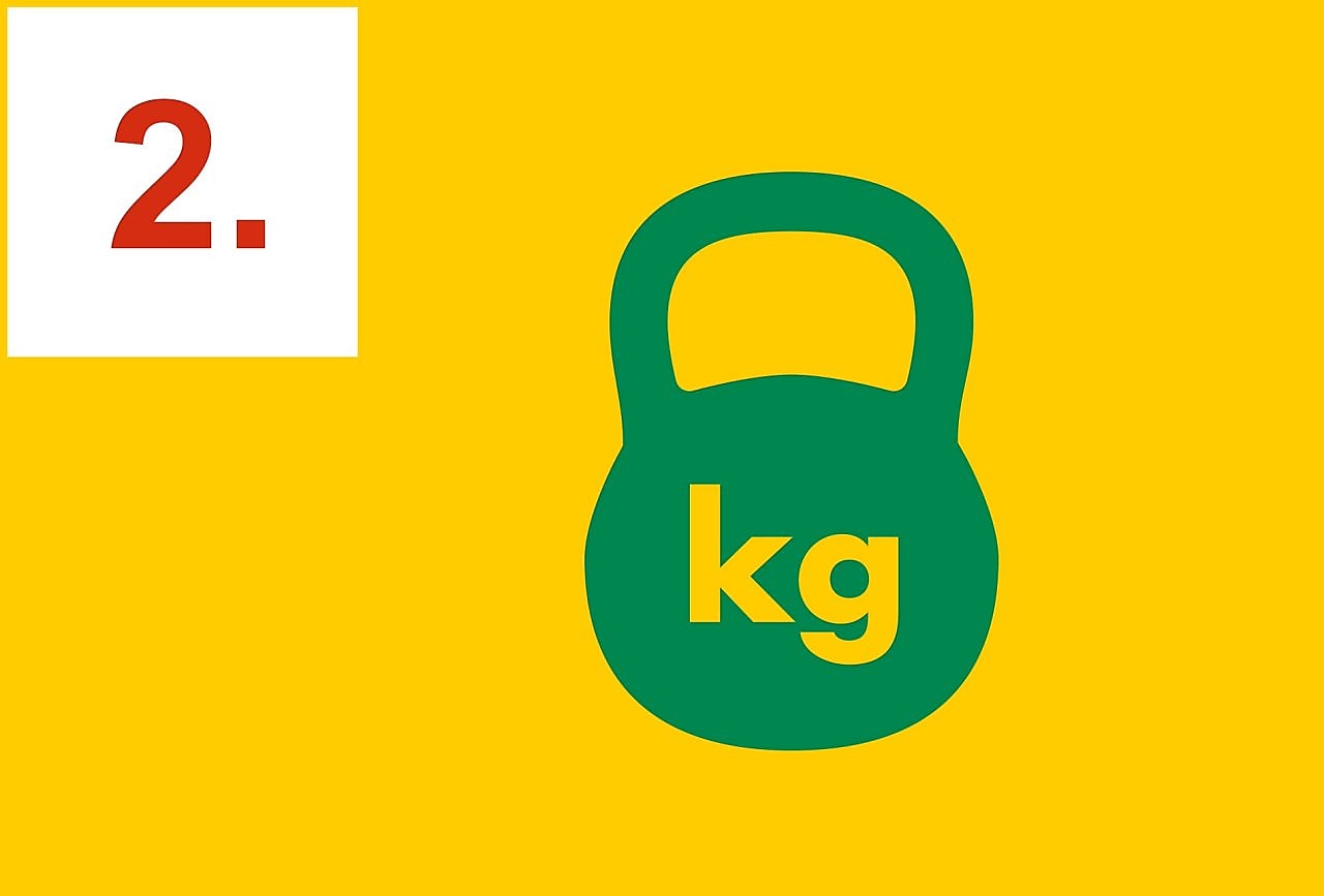 Kettlebell avec la mention «&nbsp;kg&nbsp;» inscrite dessus