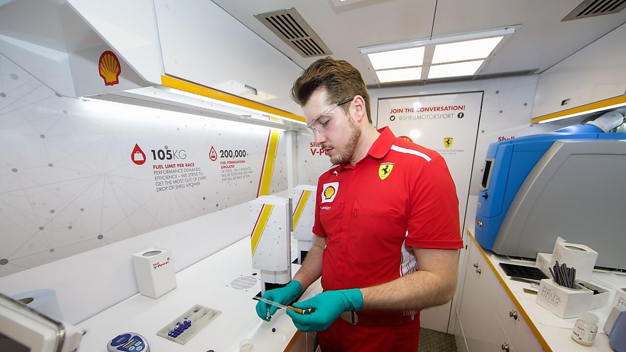 shell scientist on the scuderia ferrari lab